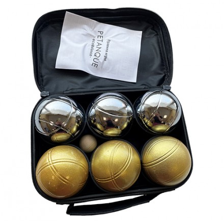 Игра Петанк (Боча) стальной + золотой Ecobalance - набор из 6 шаров в сумке